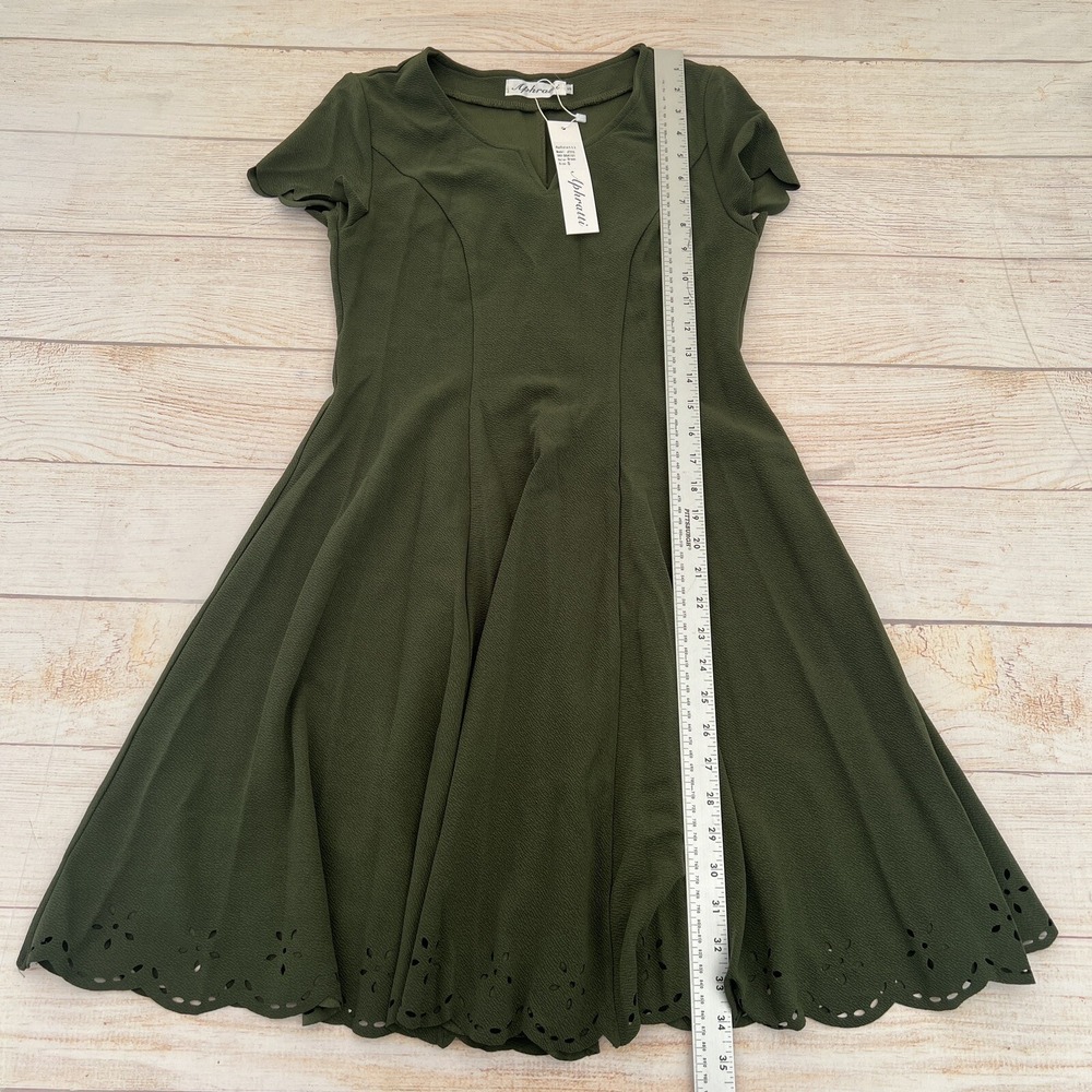 Aphratti Women Short Sleeve Cute Casual Summer Semi Formal A Line Green Dress S - Picture 8 of 14